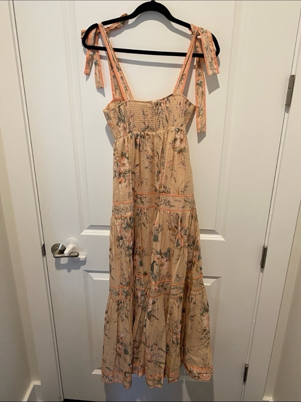 Zimmermann Peach Floral Smocked Dress with Thin Straps - Picture 5 of 5